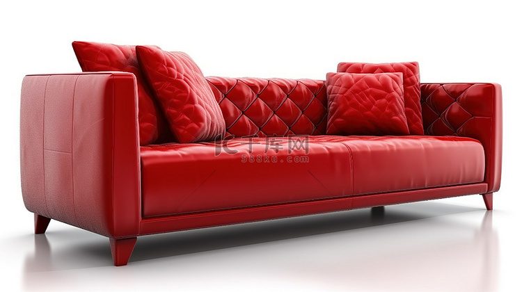 白色背景上 3d 渲染的红色沙发