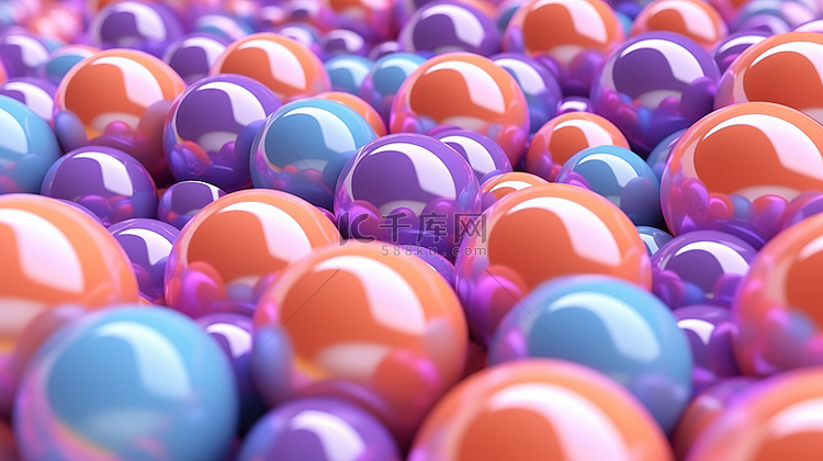 运动中的彩色球体抽象 3D 渲