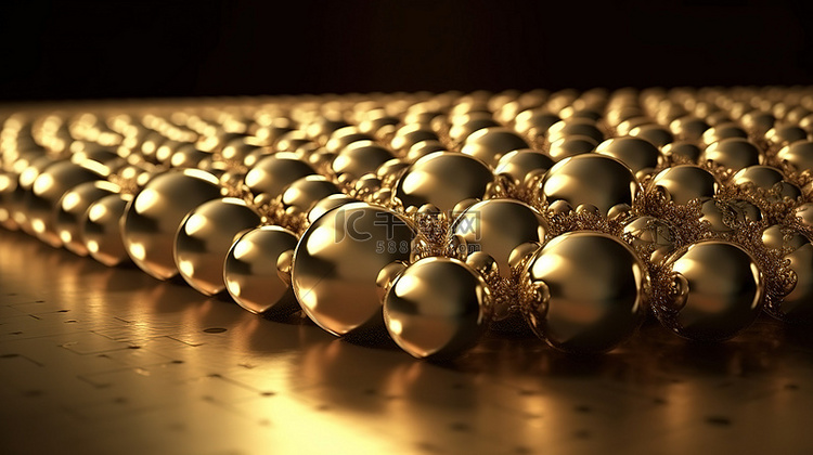 3d 渲染中的金色珍珠图案抽象