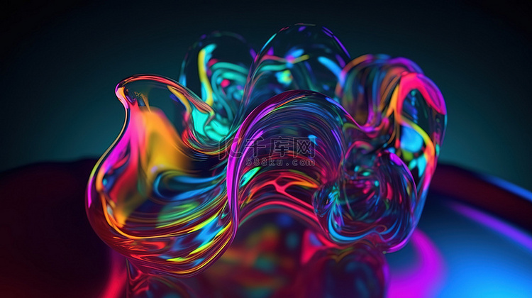 霓虹色抽象​​液体玻璃的充满活