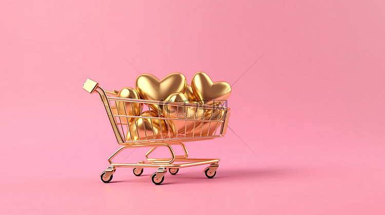 情人节购物销售横幅，粉红色背景
