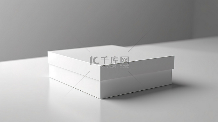 空白白色包装盒样机的 3D 渲染