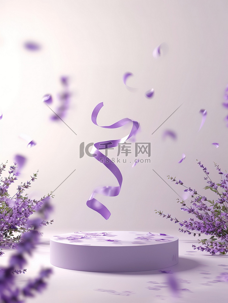 淡紫色飘带丝带的三维模型设计图
