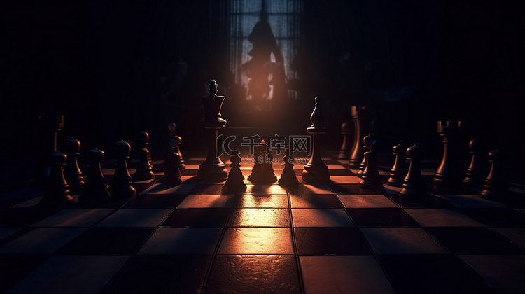 国际象棋王在黑暗中投射阴影 3