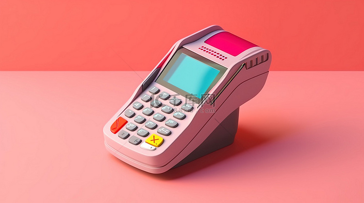 POS 终端的支付方式 3D 渲染插图