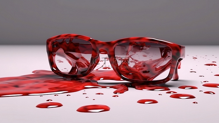 血迹眼镜 3d 渲染插图
