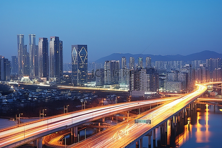 韩国首尔黄昏 首尔白天的城市景