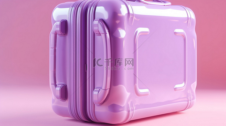 柔和紫色背景的聚碳酸酯手提箱 