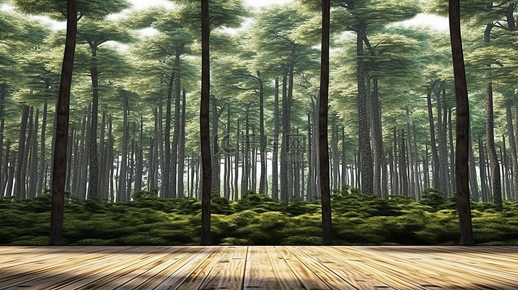 雄伟的松树林的 3d 渲染