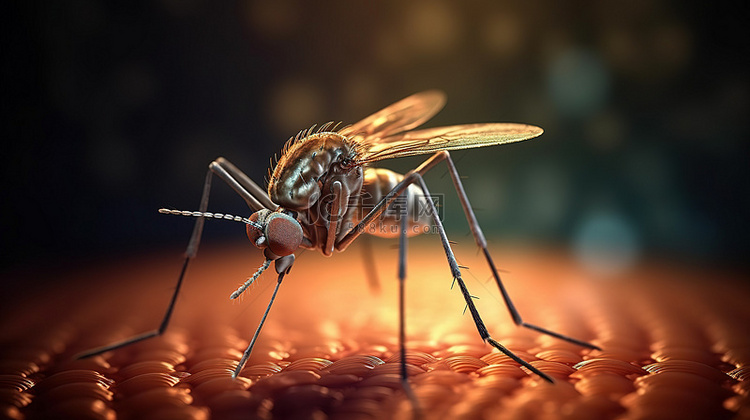 一只蚊子的 3d 插图