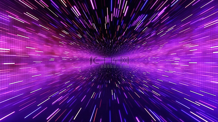 抽象紫色数字流几何线在高速网络