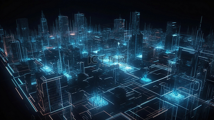 虚拟城市景观计算机全息图中抽象