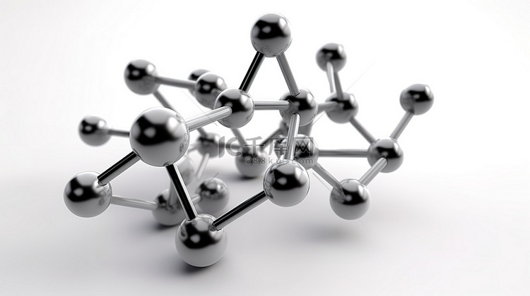 白色背景下 3d 渲染中的分子结构