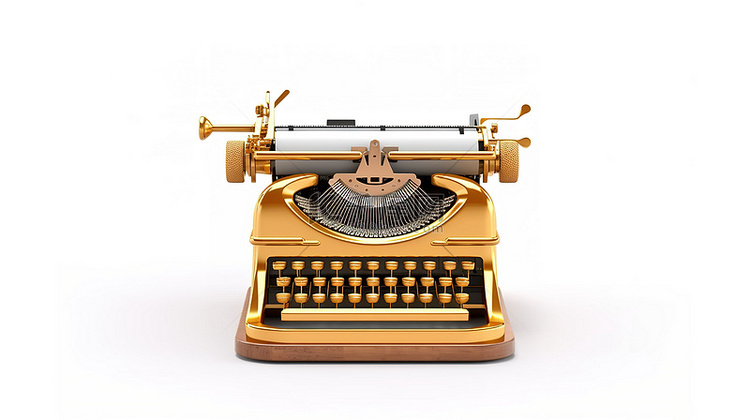 老式打字机和金色奖杯是作家的制