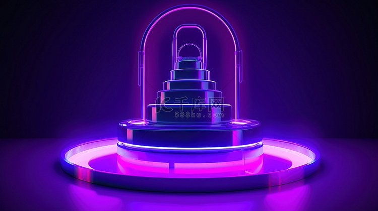 霓虹灯紫色的充满活力的紫色讲台