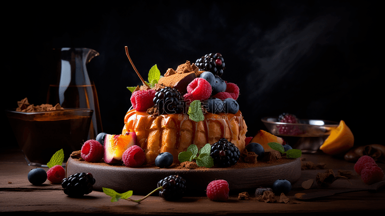水果甜品蛋糕特写摄影广告背景
