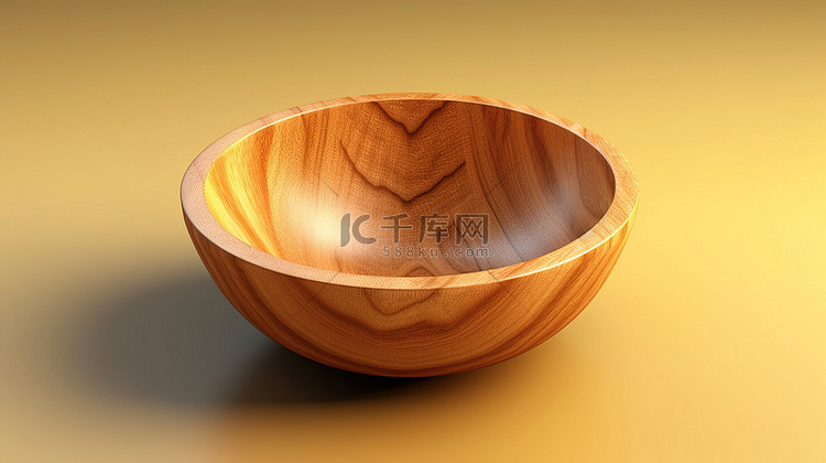 木碗的空心 3D 渲染