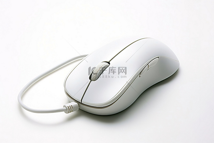白色表面上的白线电脑鼠标
