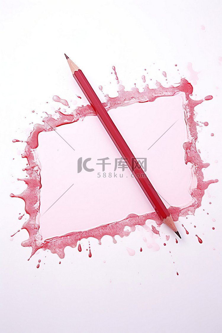 一支粉色铅笔和一支红色钢笔坐在