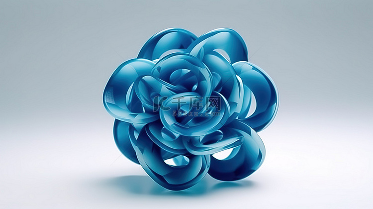 3D 打印的抽象蓝色物体在白色