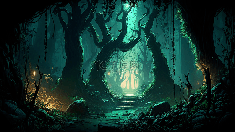 森林精美梦幻童话背景