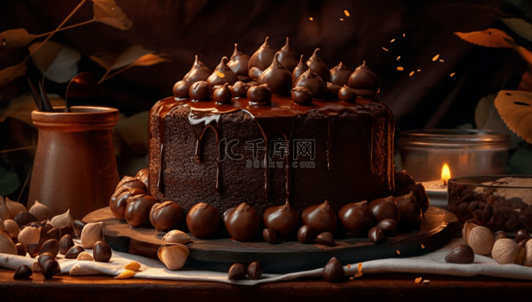 巧克力蛋糕棕色美味
