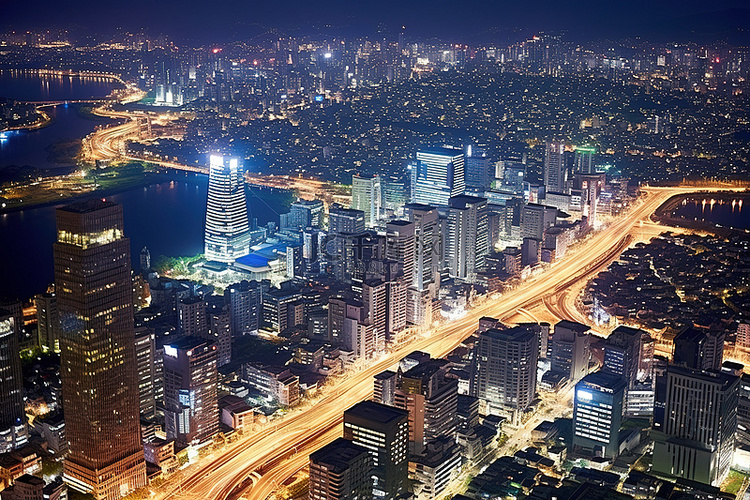 从观景台俯瞰城市夜景