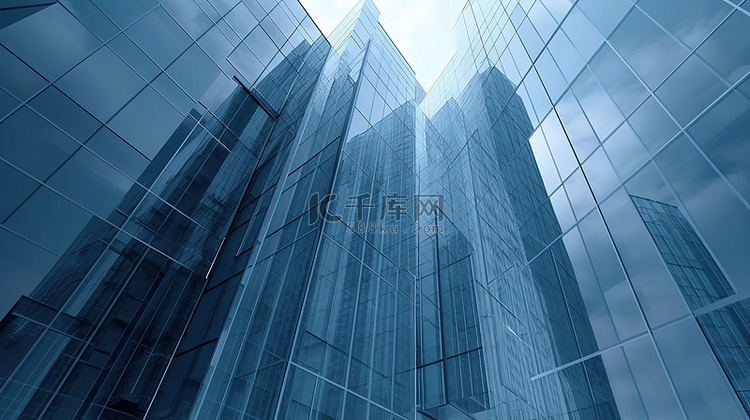 未来派摩天大楼玻璃办公楼 3D