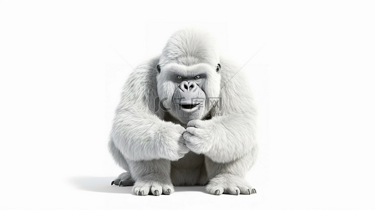 白色大猩猩的异想天开的 3D 描绘