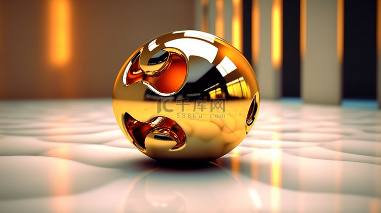 图片标题 3d 渲染的金色球体