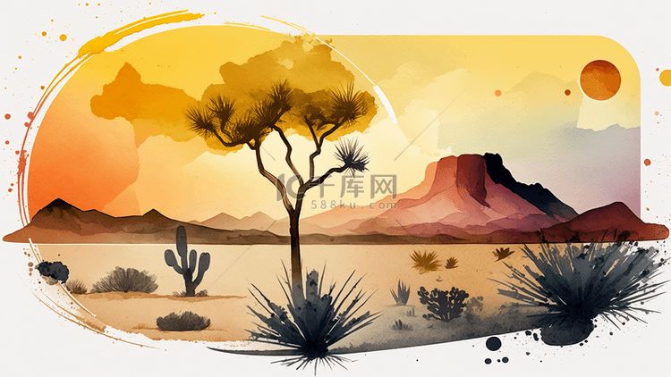 沙漠水彩背景