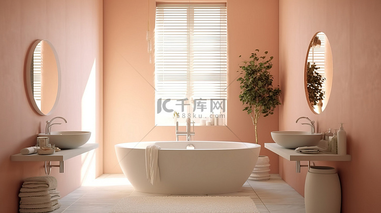 现代 3D 渲染中优雅的浴室设
