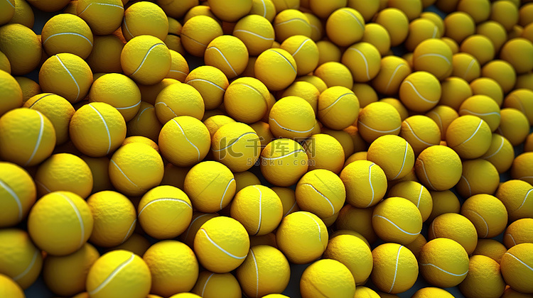 黄色 3d 渲染网球背景
