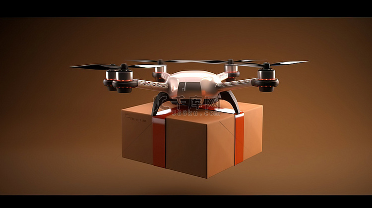 3D 插图中的未来无人机交付物