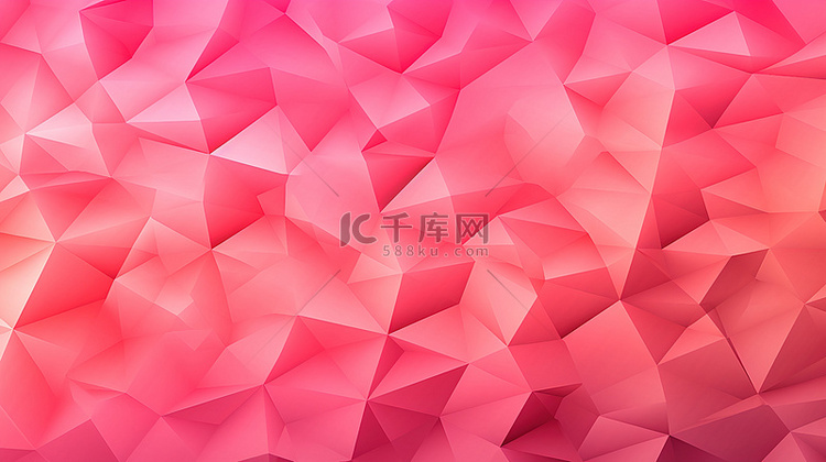 渐变粉色三角形多边形的 3d 渲染