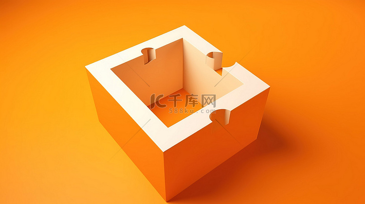带方孔的橙色背景和 3D 渲染