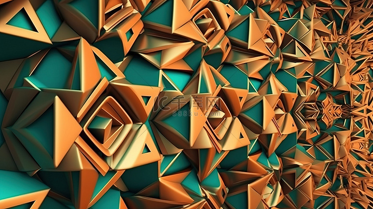 几何形状在抽象壁纸的 3D 渲