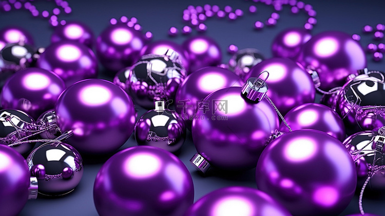 充满活力的 3D 渲染金属紫色