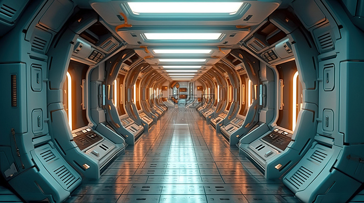未来派走廊科幻小说概念中航天器