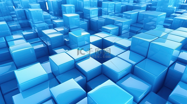 蓝色立方体图案的 3D 渲染作