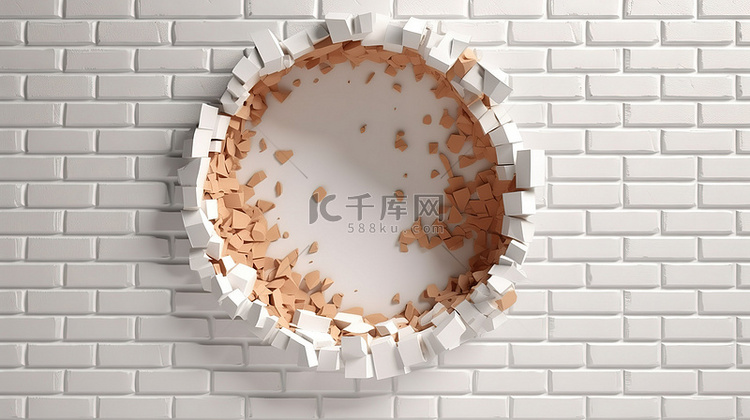 石膏覆盖砖墙中的椭圆形缺口 3
