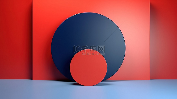 时尚简单的产品演示蓝色和红色圆