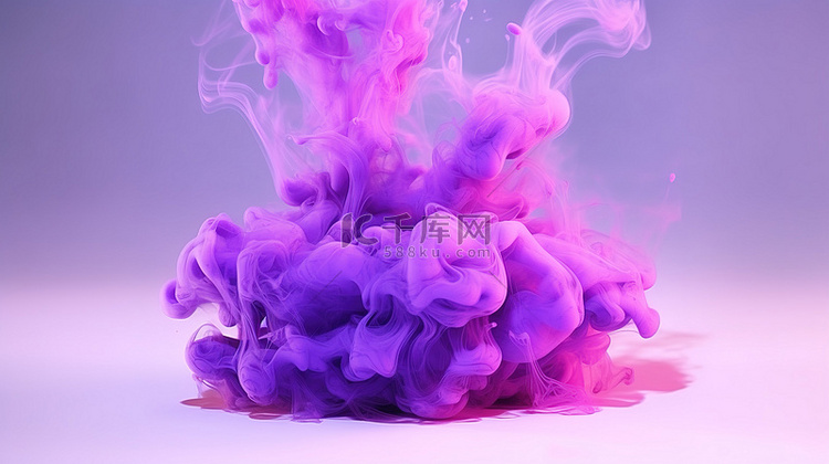 紫色烟雾 3d 渲染背景封装在
