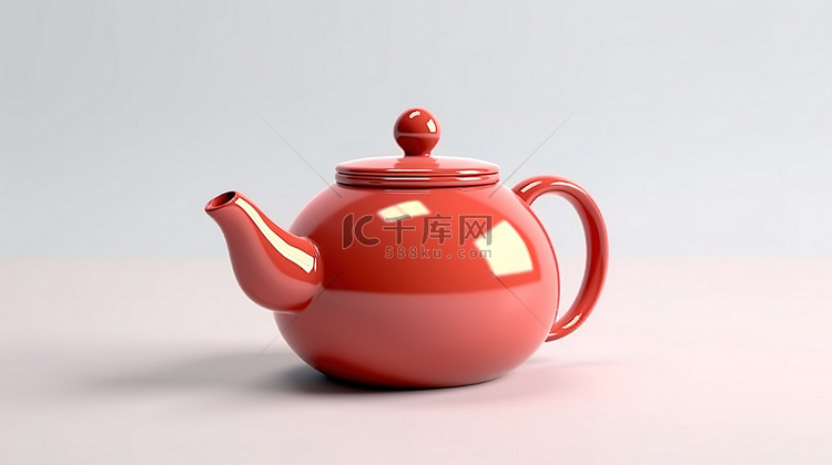 3D 渲染陶瓷红茶壶隔离完美的
