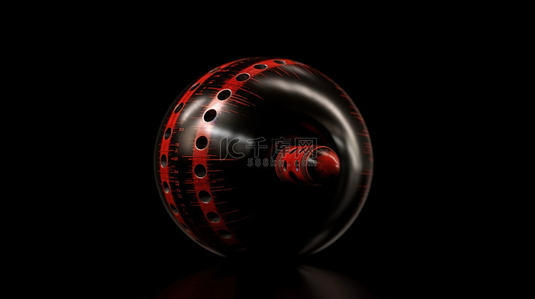 3d 中的红色保龄球呈现在黑色