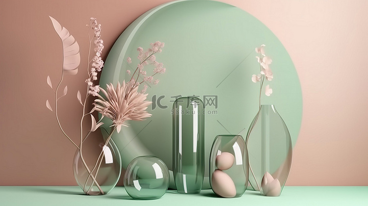 装饰性 3D 讲台展示玻璃花瓶