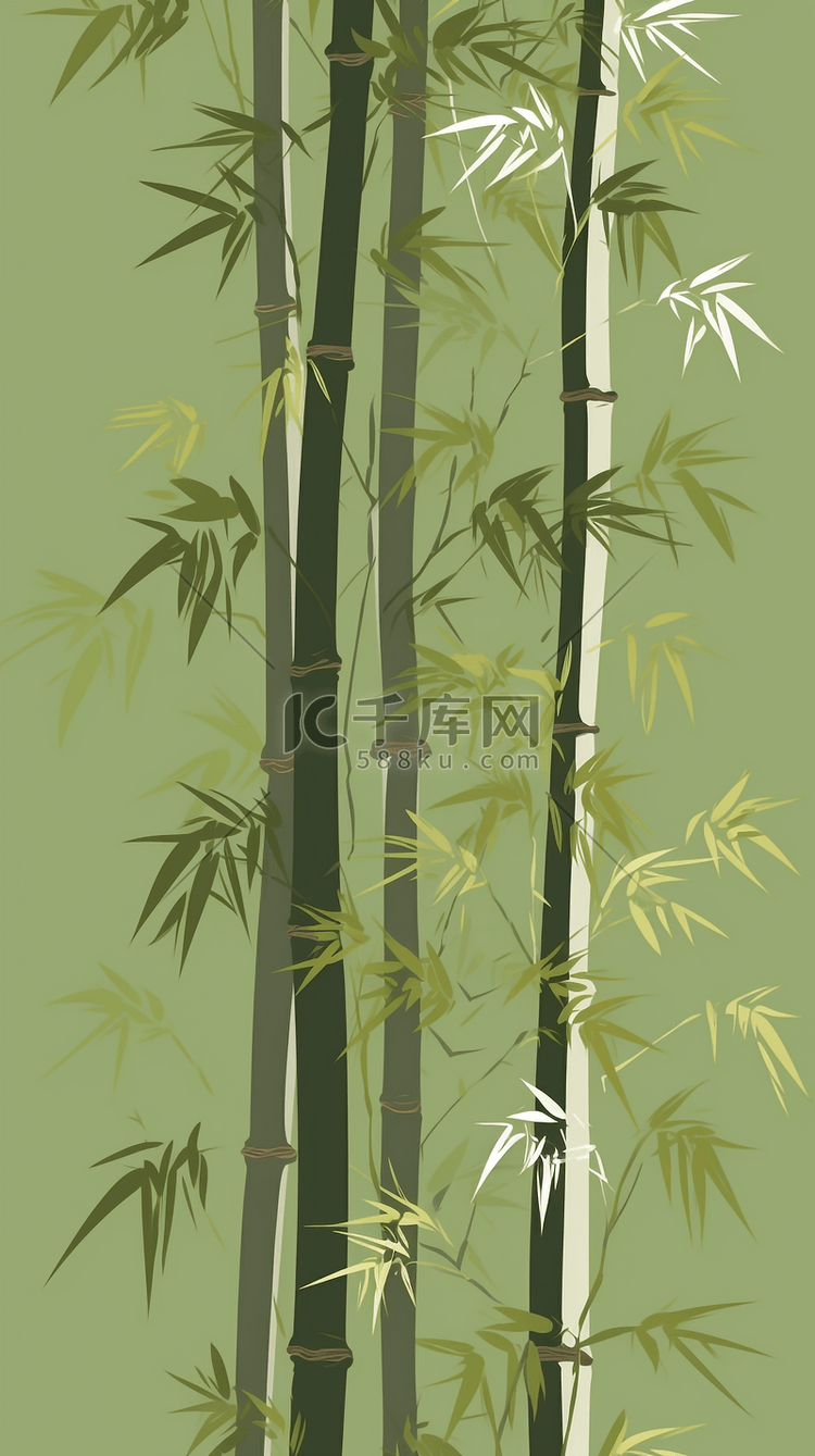 卡通竹子背景植物创意插画自然背