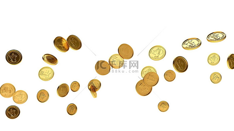 3d 渲染金色美元硬币隔离在白