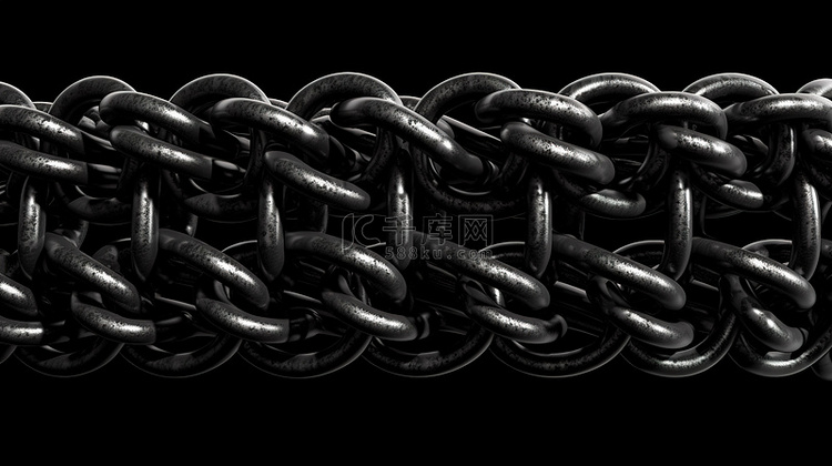 3d 渲染中的黑色金属链网在白