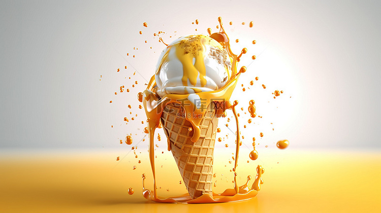美味冰淇淋的冰冻喜悦 3D 渲染